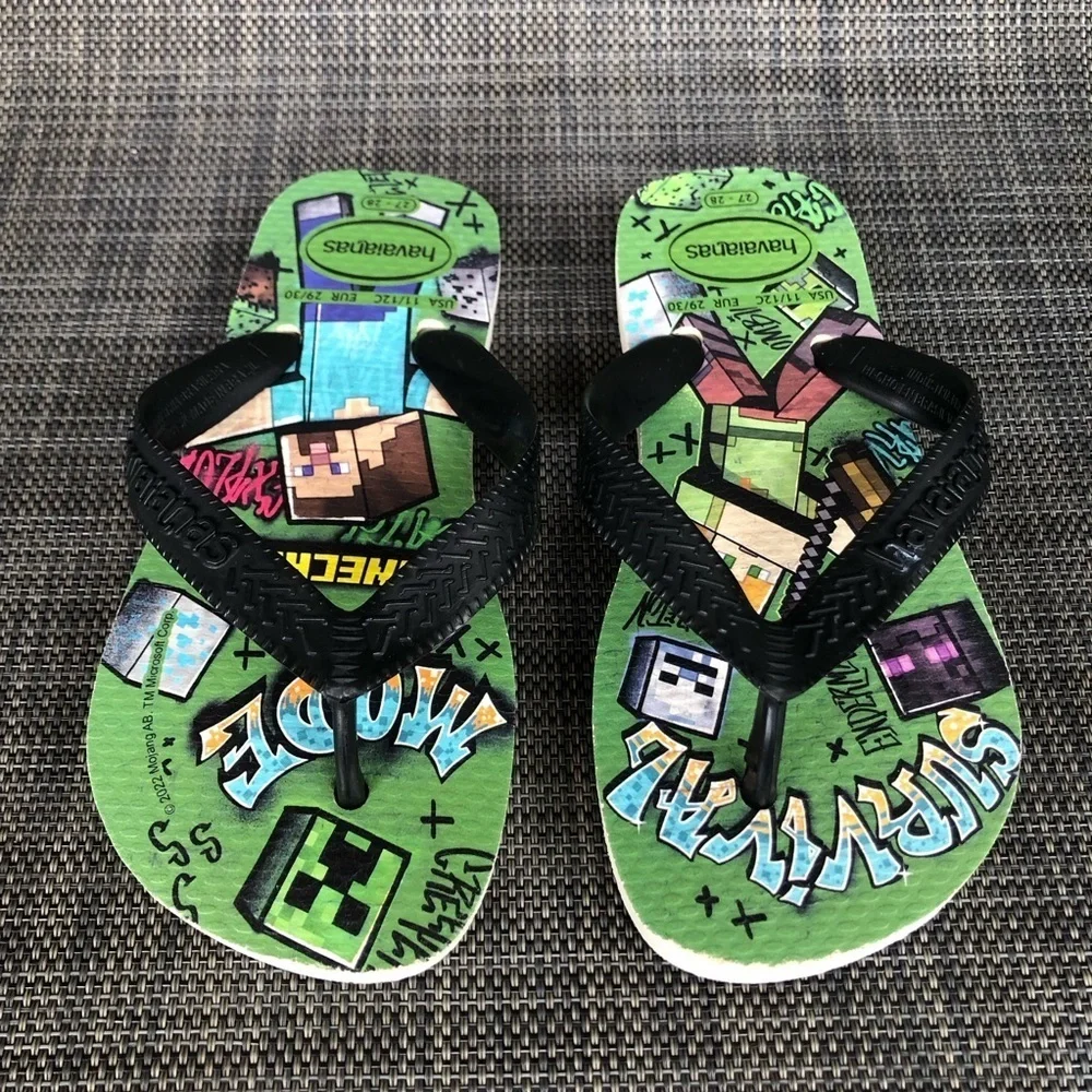 Havaianas 'Top Minecraft' Print Flip Flop Sandals Little Kids Size 11 - 12